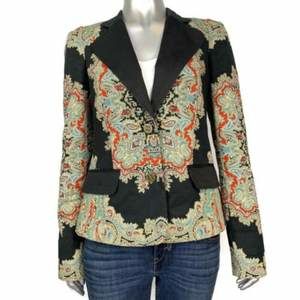 Anthropologie Black and Multicolor Paisley Blazer